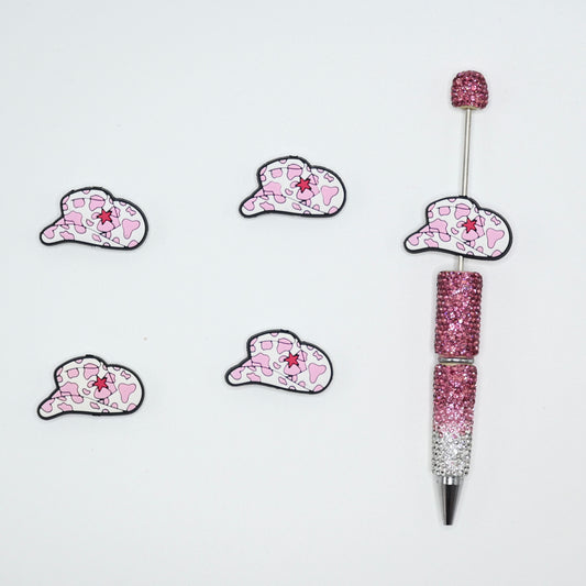 Pink Color Cowboy Hat Silicone Focal Beads For Pen