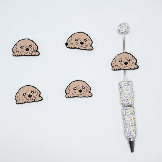 Cute Brown Dog  Silicone Focal Beads For Pen