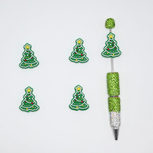 Beautiful Christmas Tree Silicone Focal Beads For Pen