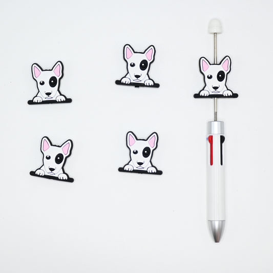 Cool Dog With One Black Eye  Silicone Focal Beads For Pen