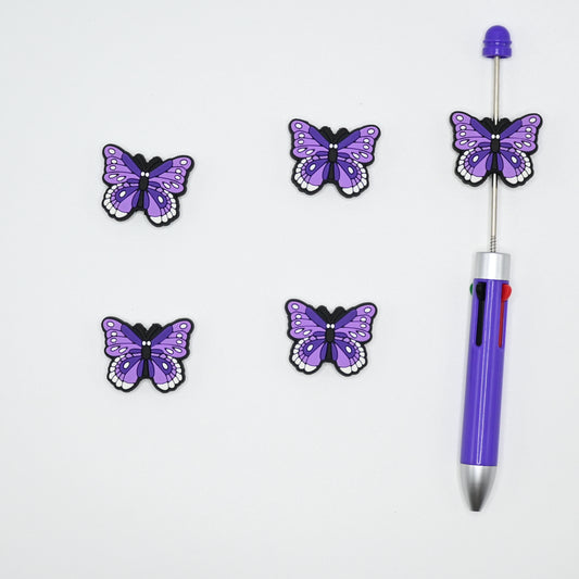 Purple Butterfly Silicone Focal Beads For Pen