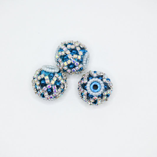 Blue Rhinestone Focal Beads for Pens Fancy Bling Glitter Sparkle Chunky Diamond Beads