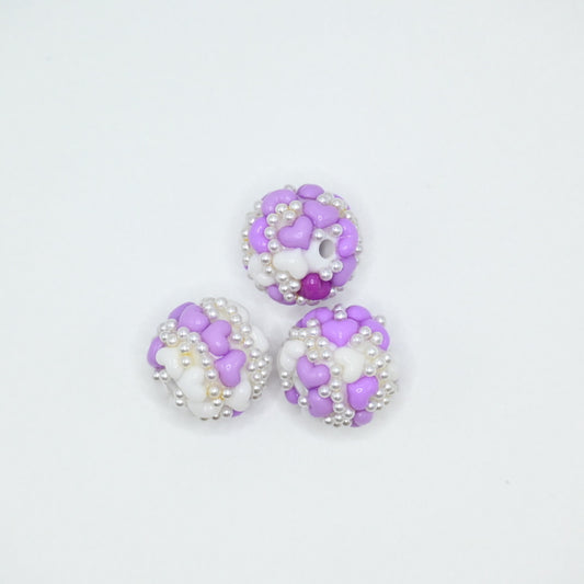 Purple Heart with Little Perl Large Crystal for Jewelry Keychain Making