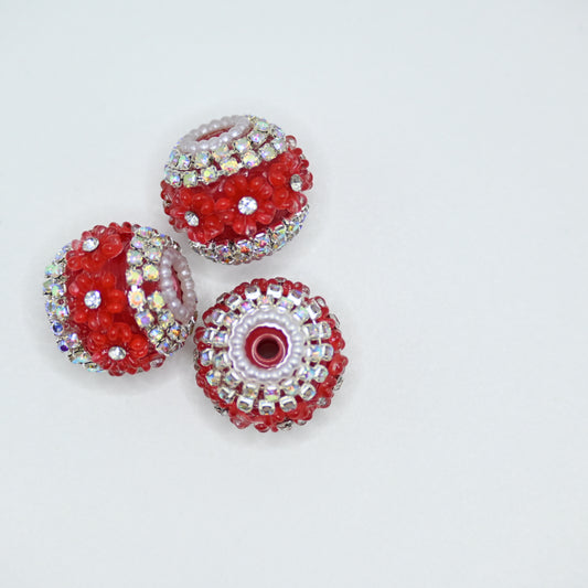 Red Little Flower in Center Large Crystal for Jewelry Keychain Making