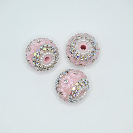 Pink Flower Shining Rhinestones Large Crystal for Jewelry Keychain Making