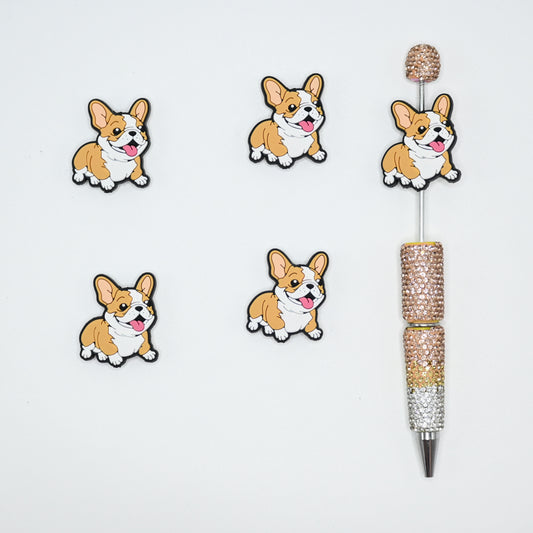 Cute Bulldog Silicone Focal Beads For Pen