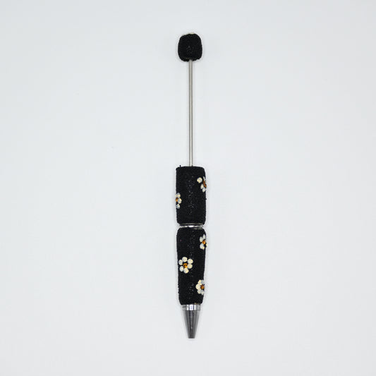 Black Color Full Little Ball and Beauty Flower Pen for Beads Cute Journalling Pens