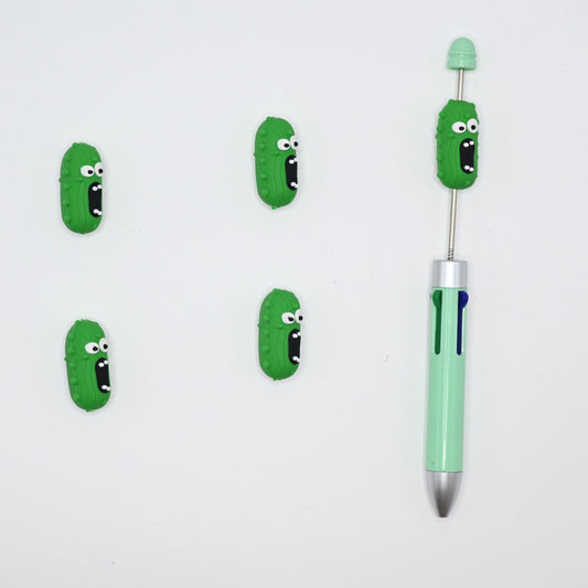 3D Frightened Green Bug with a Big Mouth Silicone Focal Beads For Pen