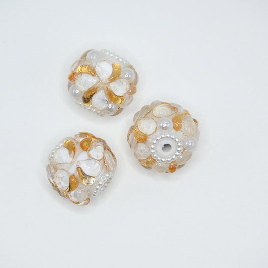 White Color Rhinestone Flower Focal Beads for Pens