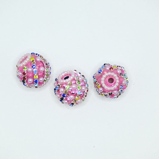 Pink Color Large Crystal for Jewelry Keychain Making with Colorful Little Beads