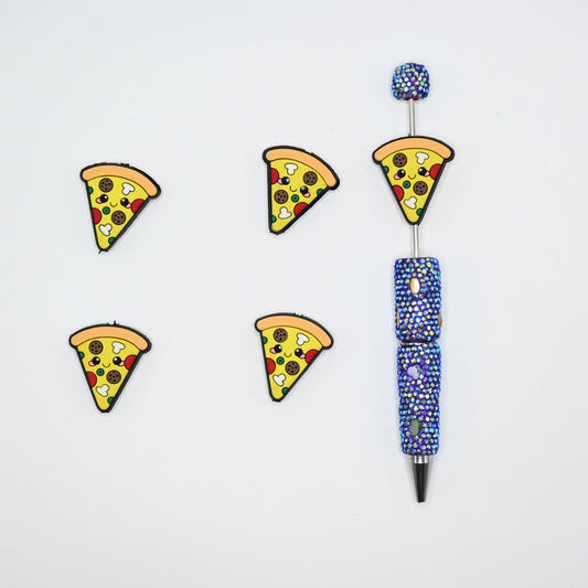 Delicious Piece of Pizza With Smile Silicone Focal Beads For Pen