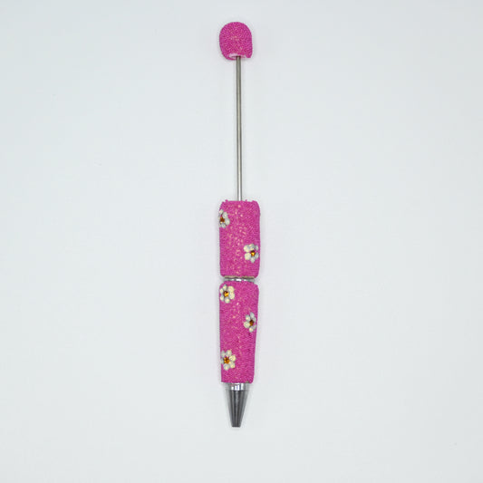 Pink Color Full Little Ball and Beauty Flower Pen for Beads Cute Journalling Pens