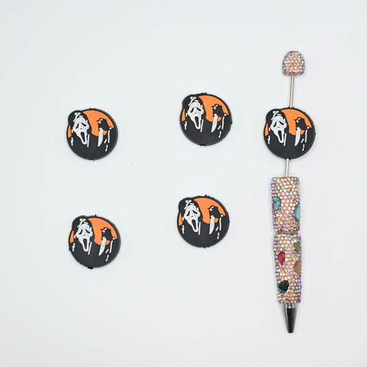 Halloween Ghost Face Hold a Knife Silicone Focal Beads For Pen