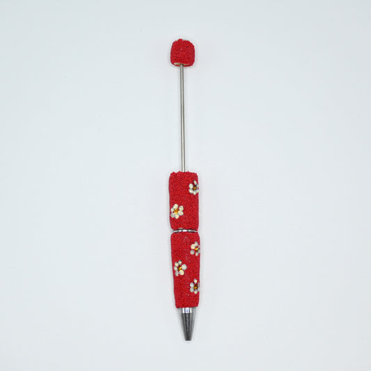 Red Color Full Little Ball and Beauty Flower Pen for Beads Cute Journalling Pens