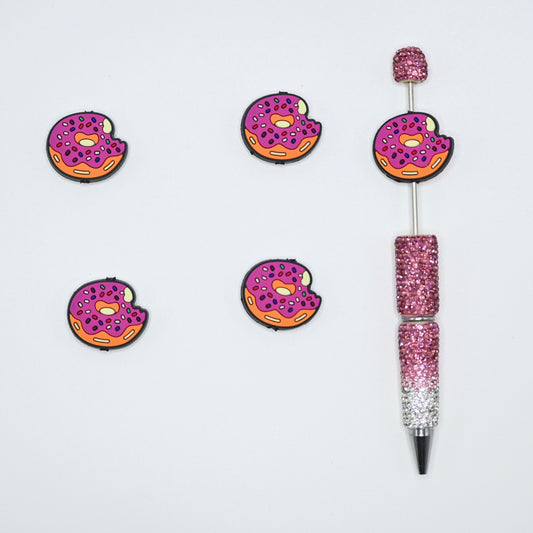 Pink Color Donate Silicone Focal Beads For Pen