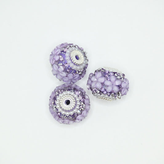 Purple Little Flower in Center Large Crystal for Jewelry Keychain Making
