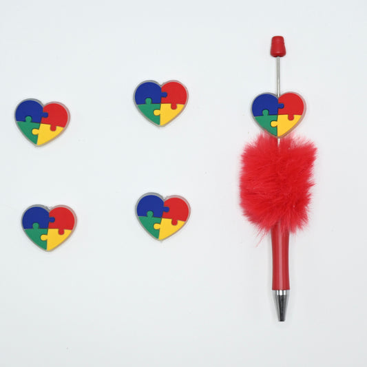 Heart Shape Night Room Silicone Focal Beads For Pen
