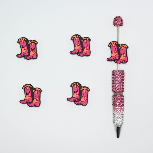 Red Cowboy Boots Silicone Focal Beads For Pen