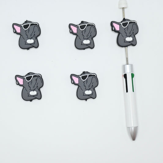 Cool Dog Wear a Sunglasses Silicone Focal Beads For Pen
