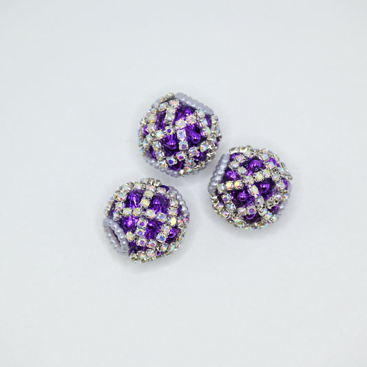 Purple Rhinestone Focal Beads for Pens Fancy Bling Glitter Sparkle Chunky Diamond Beads
