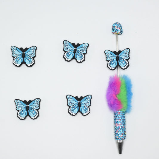 Blue Butterfly Silicone Focal Beads For Pen