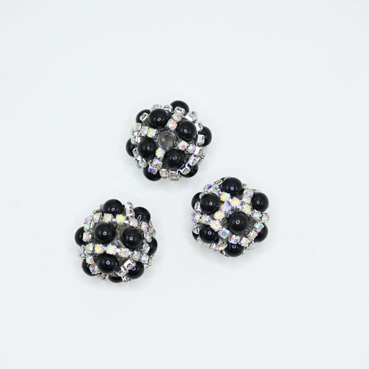 Black Rhinestone Focal Beads for Pens Fancy Bling Glitter Sparkle Chunky Diamond Beads