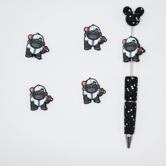 Cool Gorilla Hold A Bat Silicone Focal Beads For Pen