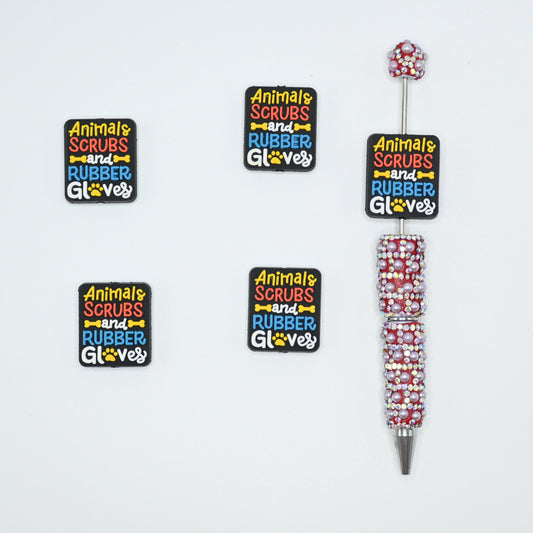Animals Scrubs and RubberGloves Silicone Focal Beads For Pen