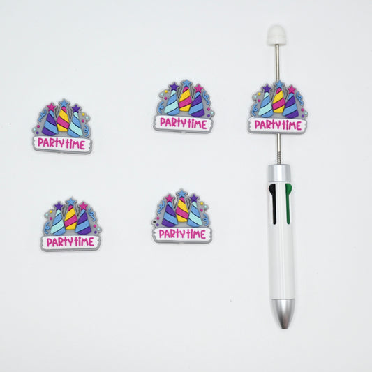 Colorful Birthday Hats Happy Time Silicone Focal Beads For Pen