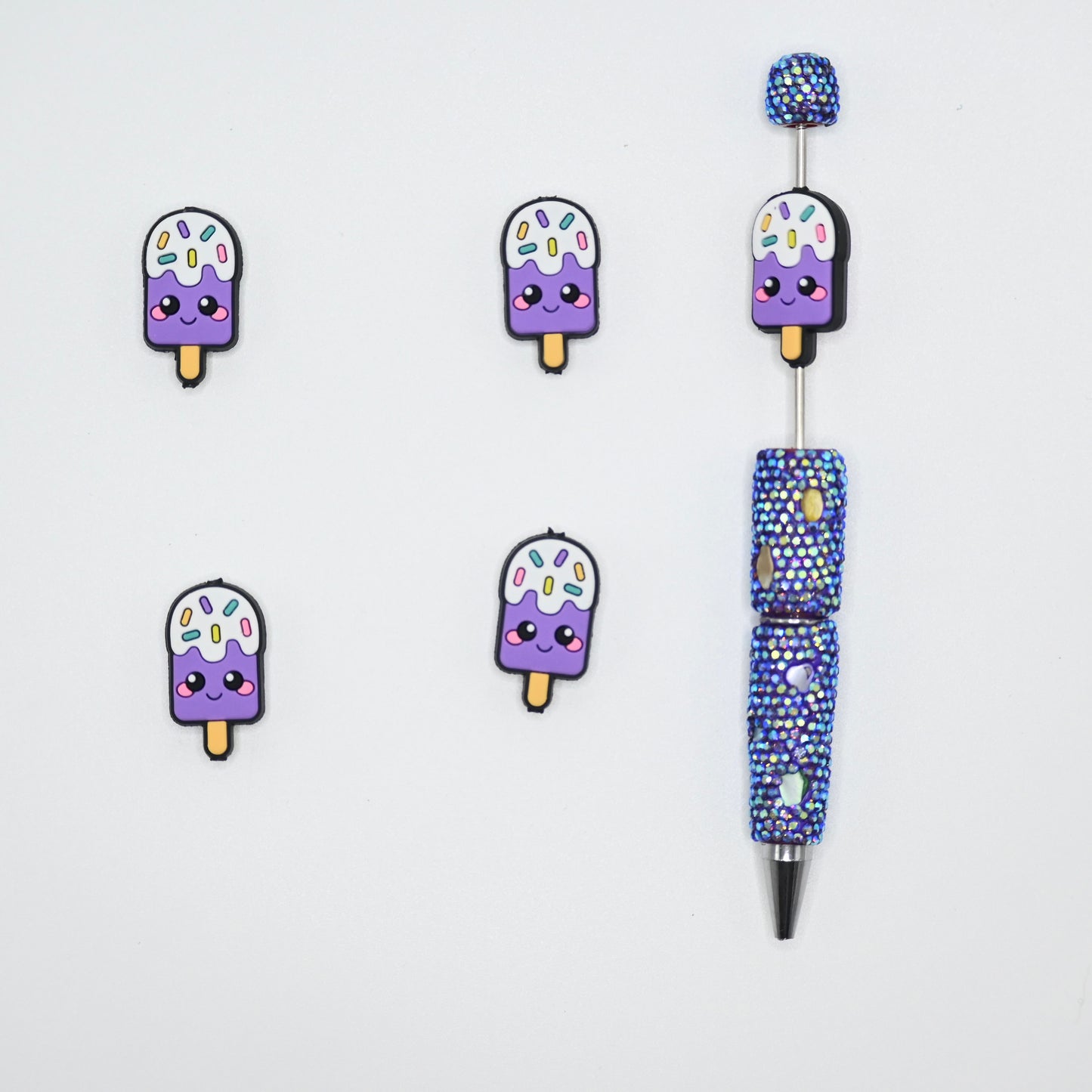 Purple Ice Cream Silicone Focal Beads For Pen