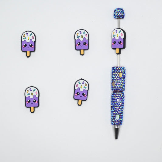 Purple Ice Cream Silicone Focal Beads For Pen