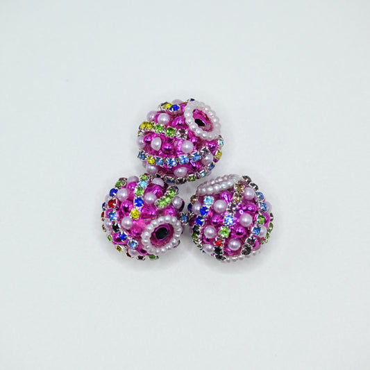 Pink Fancy Bling Glitter Spacer Pen Beads Chunky Diamond Focal Beads for DIY Beaded Pens