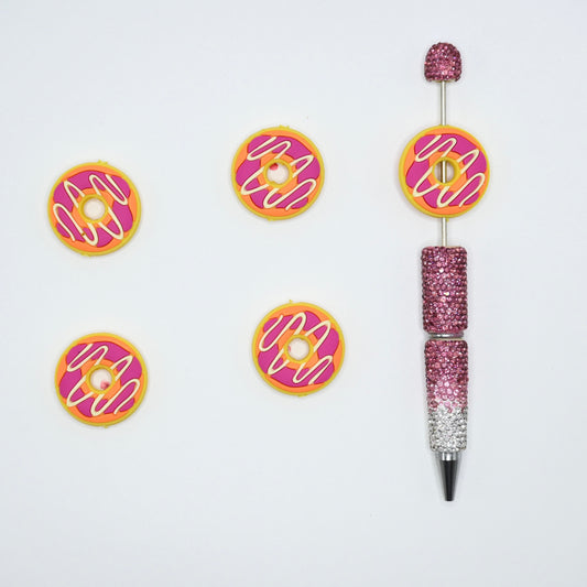Pink Donate Silicone Focal Beads For Pen