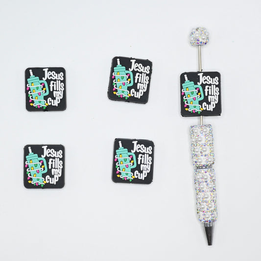 Jesus Fills My Cup Silicone Focal Beads For Pen