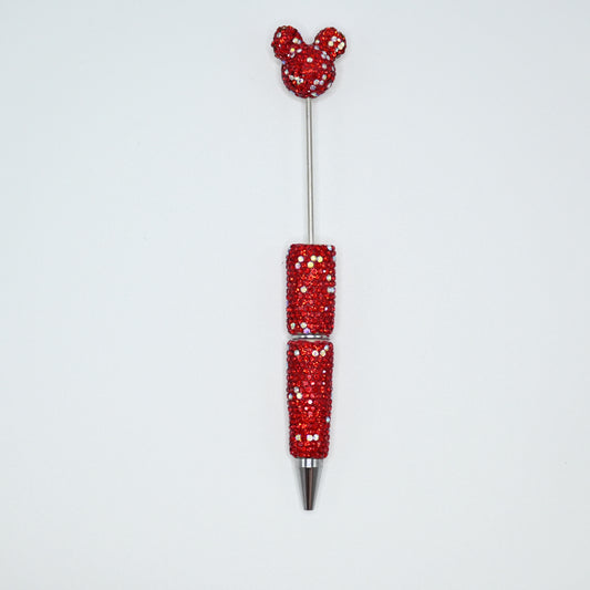 Red Color Full Rhinestones Pen for Beads With Mouse Head
