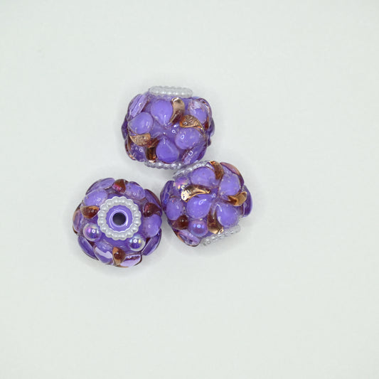 Purple Color Rhinestone Flower Focal Beads for Pens