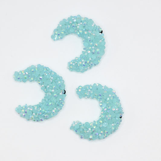 Light Blue Cute Star Moon Rhinestone Alloy Focal Beads for Pens