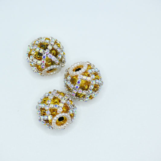 Yellow Fancy Bling Glitter Spacer Pen Beads Chunky Diamond Focal Beads for DIY Beaded Pens