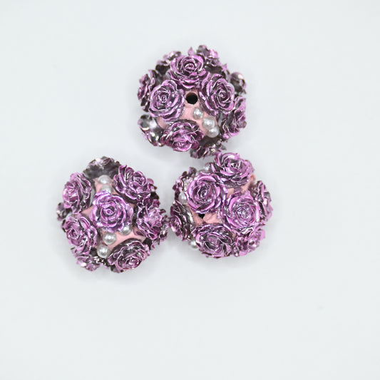 Purple Rose Shape Rhinestones for Beadable Pens Keychain Making