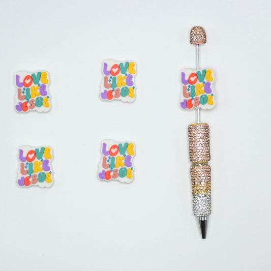 Colorful Love Like Jesus Silicone Focal Beads For Pen