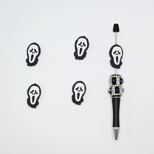 Halloween Ghost Face Silicone Focal Beads For Pen