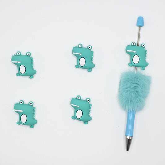 3D Cute Blue Dinosaur Silicone Focal Beads For Pen