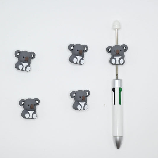 3D Cute Gray Koala Silicone Focal Beads For Pen