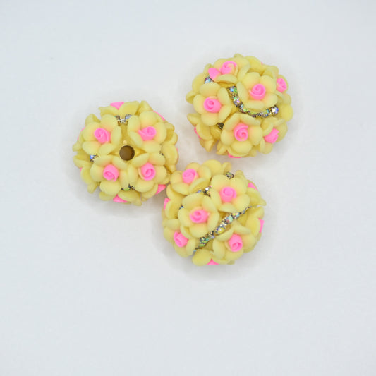 Yellow Flower Shape Rhinestones for Beadable Pens Keychain Making