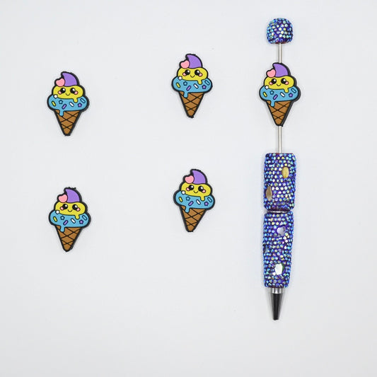Sweet Ice Cream Cone Silicone Focal Beads For Pen