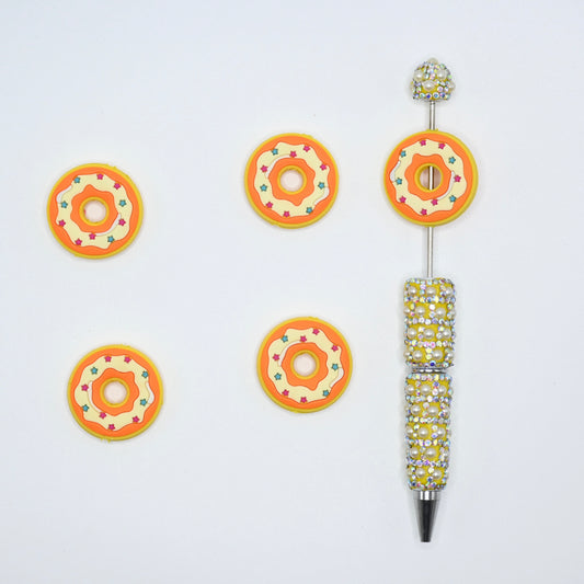 Yellow Donate Silicone Focal Beads For Pen