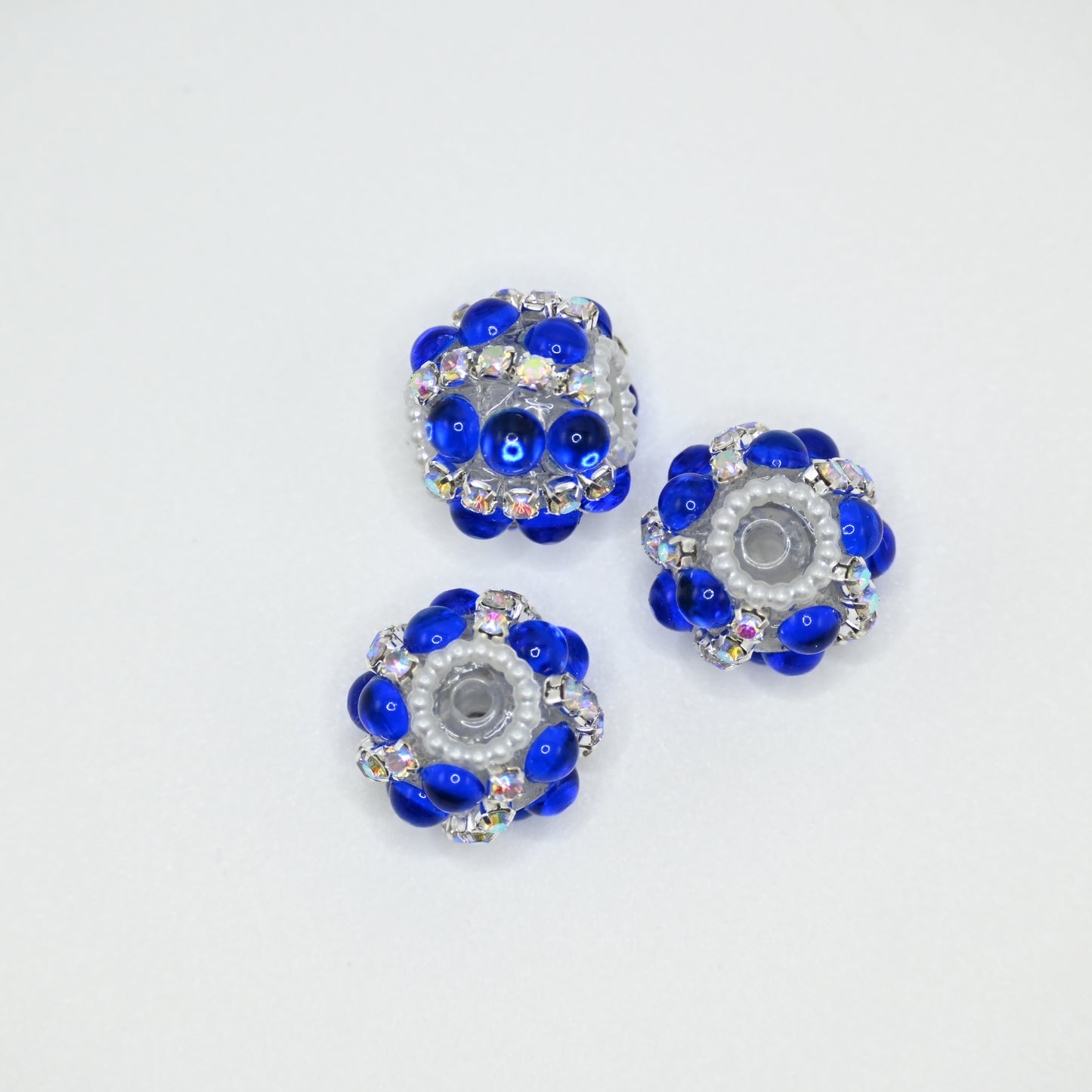 Blue Rhinestone Focal Beads for Pens Fancy Bling Glitter Sparkle Chunky Diamond Beads