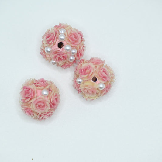 Pink Flower Shape Rhinestones for Beadable Pens Keychain Making