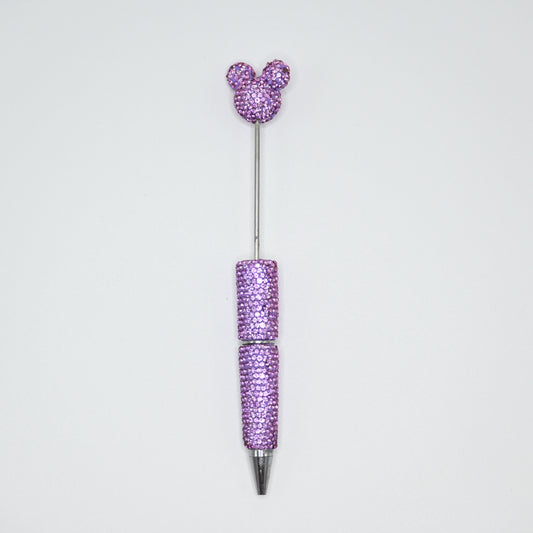 Purple Color Full Rhinestones Pen for Beads With Mouse Head