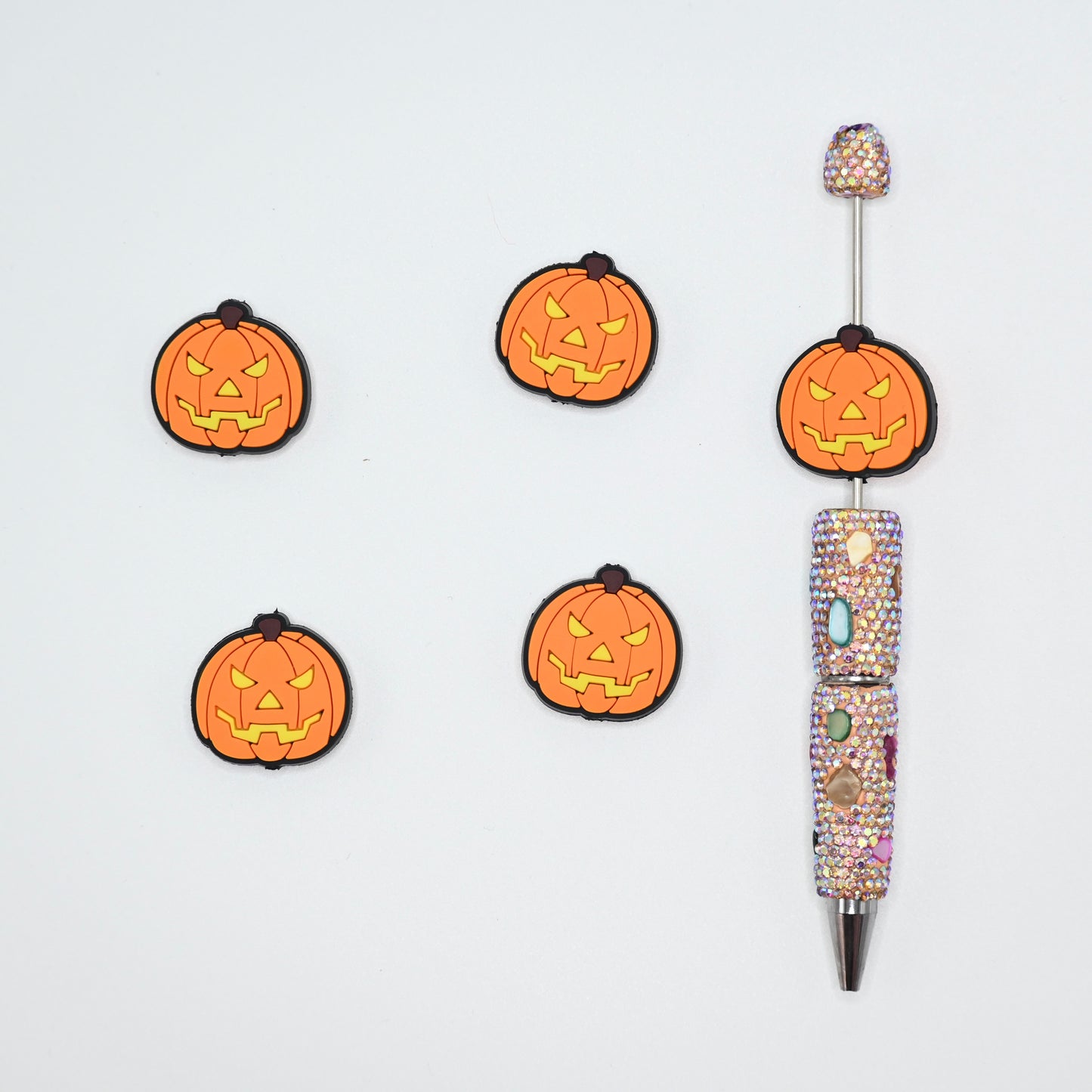 Halloween Evil Pumpkin Ghost Face Silicone Focal Beads For Pen